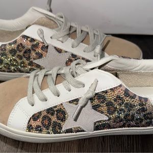 Vintage Havana - Brylee Leopard Rhinestone Lace Up Sneakers -Size 7.5